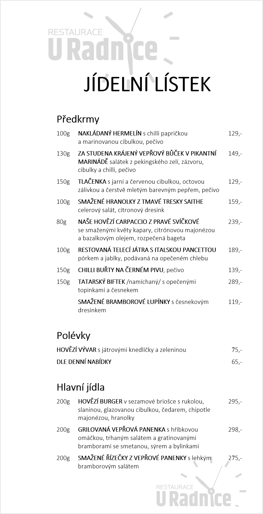 jidelni_listek_01 Restaurace U Radnice Jídelní lístek